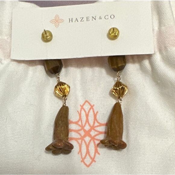 Hazen & Co Tiger Eye Drop Earrings New - Picture 2 of 4
